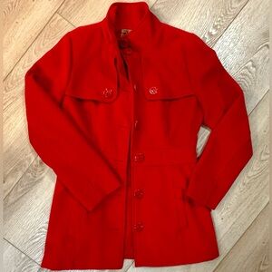 Mine Red Button Front Peacoat Jacket Size M